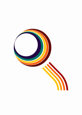 Minimalist art with moon and rainbow linesのイラスト素材