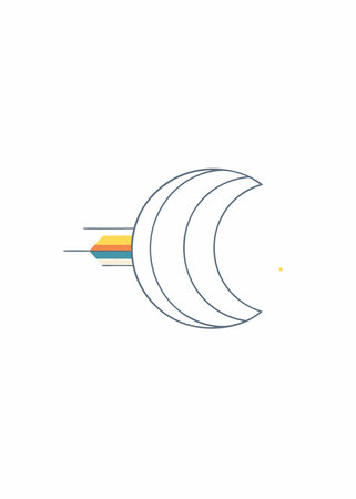 Minimalist art with moon and rainbow linesのイラスト素材