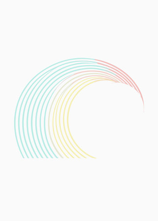 Minimalist art with moon and rainbow linesのイラスト素材
