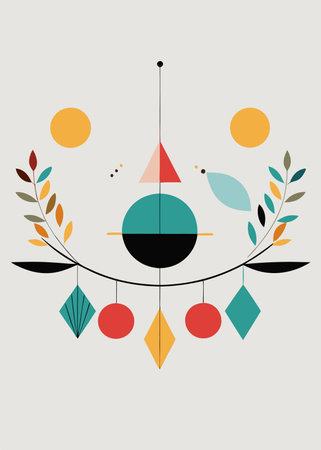 Minimalist Boho wall art on white backgroundのイラスト素材