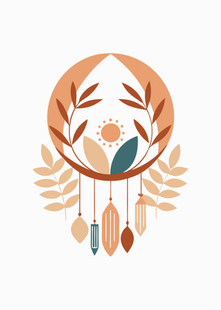 Minimalist Boho wall art on white backgroundのイラスト素材