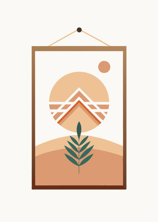 Minimalist Boho wall art on white backgroundのイラスト素材