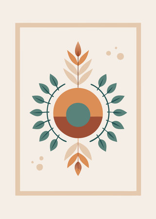 Minimalist Boho wall art on white backgroundのイラスト素材