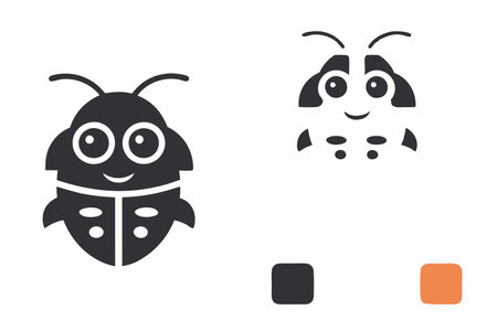 Minimalist bug Mascot logo vector on white backgroundのイラスト素材