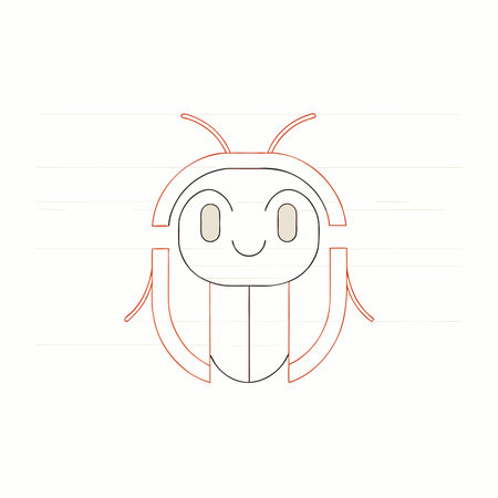 Minimalist bug Mascot logo vector on white backgroundのイラスト素材