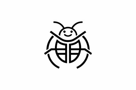 Minimalist bug Mascot logo vector on white backgroundのイラスト素材