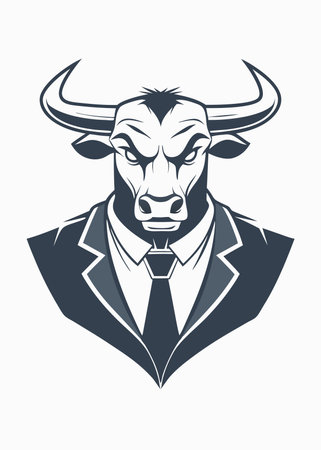 Minimalist Bull Mascot logo vectorのイラスト素材