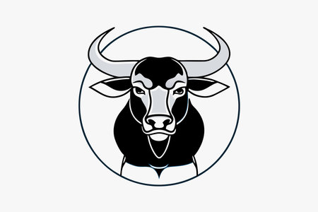 Minimalist Bull Mascot logo vectorのイラスト素材