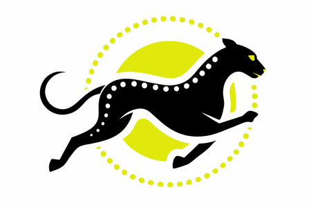 Minimalist Cheetah Mascot logo vector on white backgroundのイラスト素材