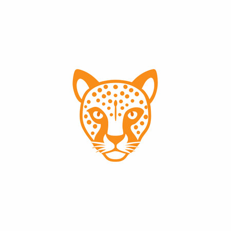 Minimalist Cheetah Mascot logo vector on white backgroundのイラスト素材