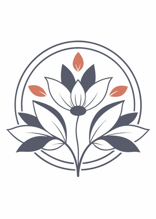 Minimalist floral logo on white backgroundのイラスト素材