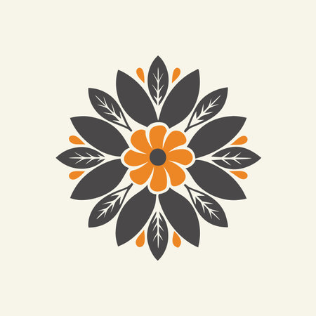 Minimalist floral logo on white backgroundのイラスト素材