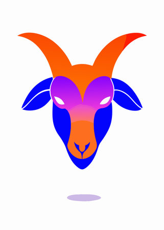 Minimalist Goat Mascot logo vectorのイラスト素材