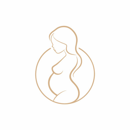 Minimalist pregnant women logo on white backgroundのイラスト素材