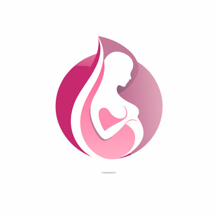 Minimalist pregnancy silhouette logo on white backgroundのイラスト素材