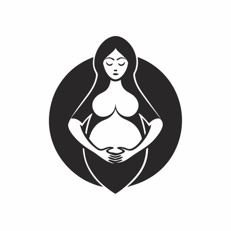 Minimalist pregnant women logo on white backgroundのイラスト素材