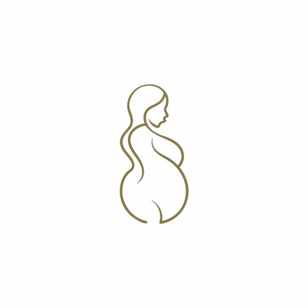 Minimalist pregnant women logo on white backgroundのイラスト素材