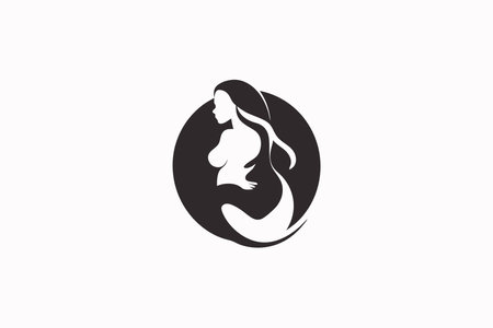 Minimalist pregnancy silhouette on white backgroundのイラスト素材