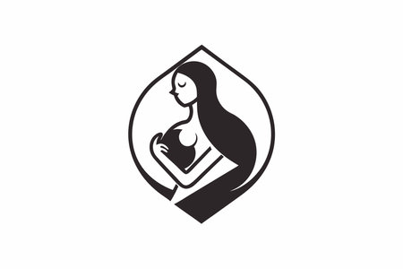 Minimalist pregnant women design on white backgroundのイラスト素材