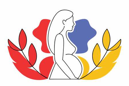 Minimalist pregnant women logo on white backgroundのイラスト素材