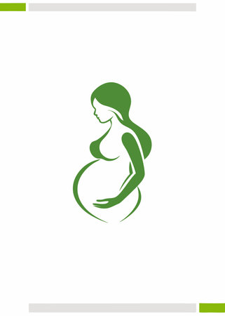 Minimalist pregnant women logo on white backgroundのイラスト素材