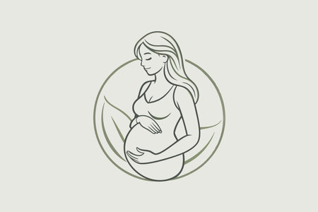 Minimalist pregnant women logo on white backgroundのイラスト素材