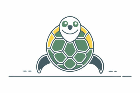 Minimalist Turtle Mascot logo vector on white background