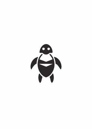 Minimalist Turtle Mascot logo vector on white backgroundのイラスト素材