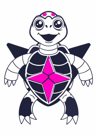Minimalist Turtle Mascot logo vector on white backgroundのイラスト素材