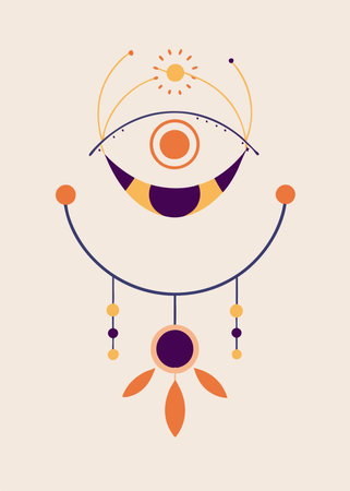 Minimalist Boho wall art on white backgroundのイラスト素材