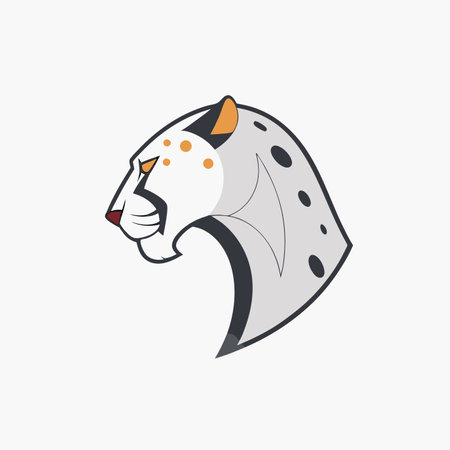 Minimalist Cheetah Mascot logo vector on white backgroundのイラスト素材