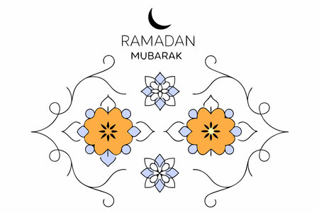 Ramadan Mubarak card design illustration art on white backgroundのイラスト素材