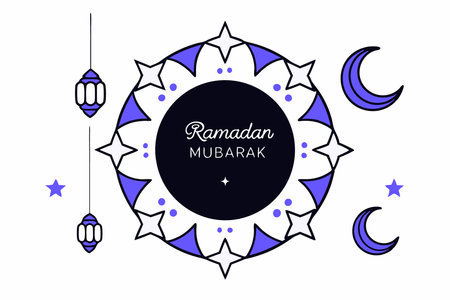 Ramadan Mubarak card design illustration art on white backgroundのイラスト素材