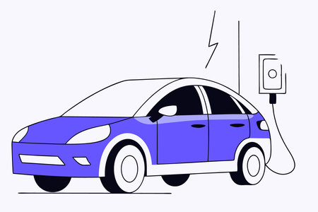 Electric car illustration art on white backgroundのイラスト素材