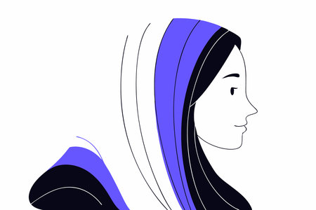 Women wear hijab from side view illustration art on white backgroundのイラスト素材