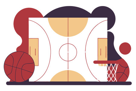basketball, sport, game, scenery, illustration, white background, high resolution, 8k, basketball court, hoop, basketball player, team sport, game action, sports illustration, basketball vector, basketball art, basketball design, athletes, team play, slam dunk, basketball net, dribbling, passing, shooting hoops, basketball game, sports vector, court illustration, player action, basketball match, athletic performance, teamwork, basketball icons, sports scenery, ball in motion, game strategy, sports dynamics, energetic play, competitive game, court scene, game illustration, high-quality art.のイラスト素材
