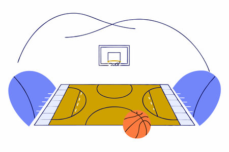 basketball, sport, game, scenery, illustration, white background, high resolution, 8k, basketball court, hoop, basketball player, team sport, game action, sports illustration, basketball vector, basketball art, basketball design, athletes, team play, slam dunk, basketball net, dribbling, passing, shooting hoops, basketball game, sports vector, court illustration, player action, basketball match, athletic performance, teamwork, basketball icons, sports scenery, ball in motion, game strategy, sports dynamics, energetic play, competitive game, court scene, game illustration, high-quality art.のイラスト素材