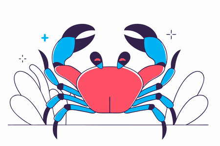 Marine crab icon Underwater animal Cartoon creature illustration on white backgroundのイラスト素材