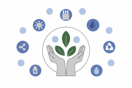 House with save the world iconillustration art on white backgroundのイラスト素材