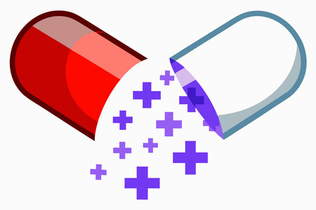 Medical medicine capsule isolated illustration on white backgroundのイラスト素材