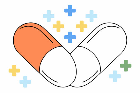 Medical medicine capsule isolated illustration on white backgroundのイラスト素材