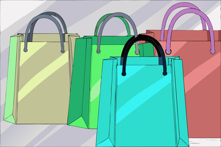 Shopping paper bags icon illustration art on white backgroundのイラスト素材