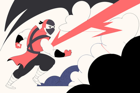 Attack pose fighter illustration vector design on white backgroundのイラスト素材