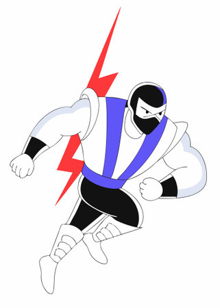 Attack pose fighter illustration vector design on white backgroundのイラスト素材