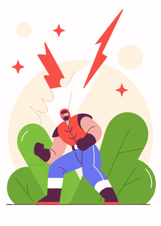 Attack pose fighter illustration vector design on white backgroundのイラスト素材