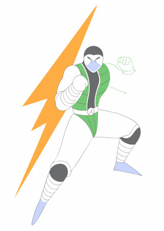 Attack pose fighter illustration vector design on white backgroundのイラスト素材