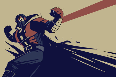 Attack pose fighter illustration vector design on white backgroundのイラスト素材