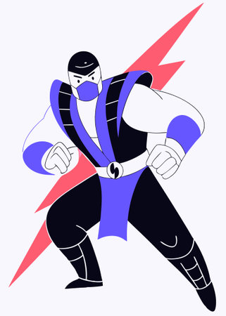 Attack pose fighter illustration vector design on white backgroundのイラスト素材