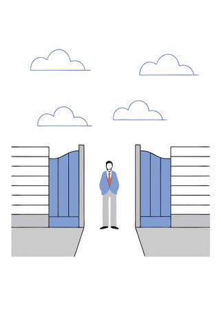 businessman standing in gate concept vector on white backgroundのイラスト素材