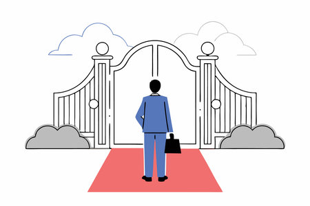 businessman standing in gate concept vector on white backgroundのイラスト素材